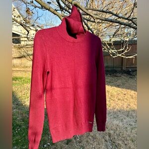 NWOT Calvin Klein Burgundy Wine Minimalist Turtleneck Sweater S capsule maroon